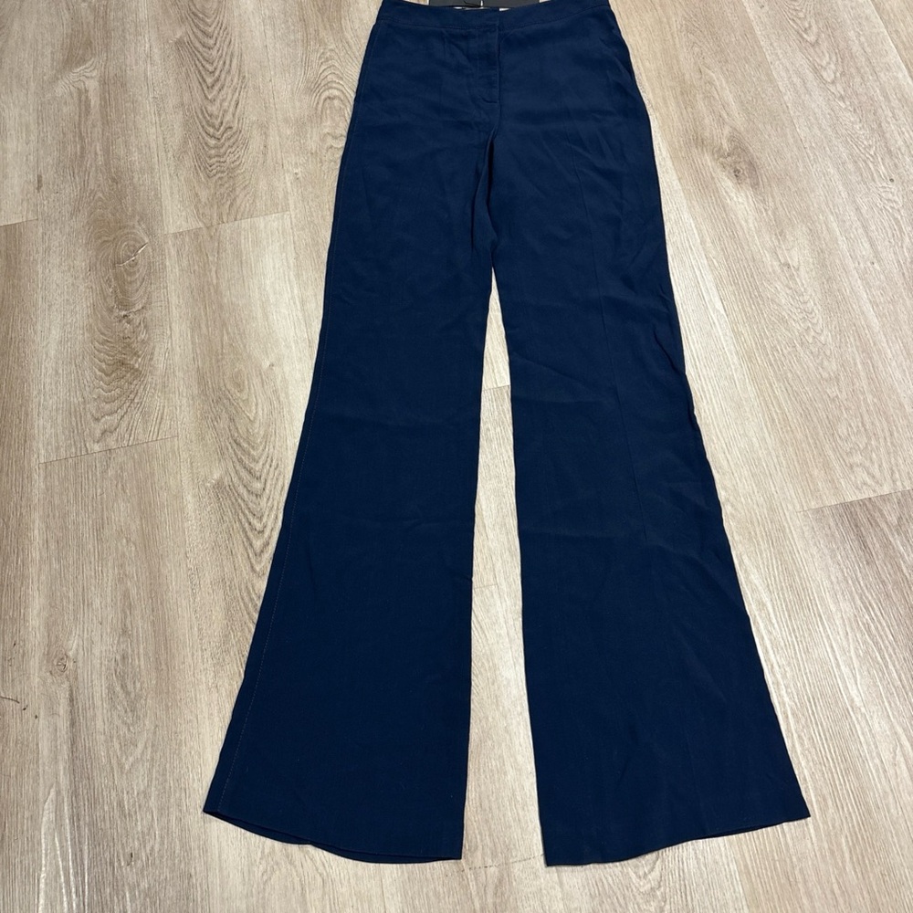 Derek Lam Navy Wideleg Front Seam Line Self-100%viscosaRayon Binding100%setasilk